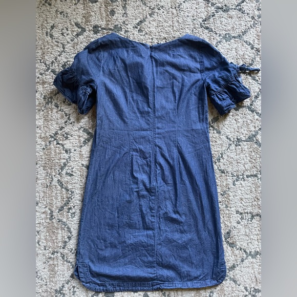 Denim J. Crew Dress w Flutter Sleeve Size XS Neutral Contemporary Country 10/10 - Picture 6 of 7